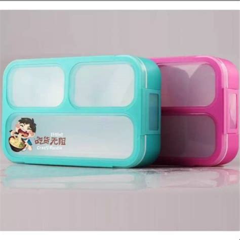 Jual Lunch Box YooYee Tempat Makan Plastik Kotak Nasi 3 Sekat Shopee