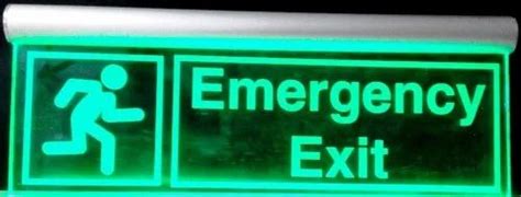 Laser Engraved Acrylic Rectangular Edge Lit Emergency Exit Sign Board Input Voltage 220 V Ac