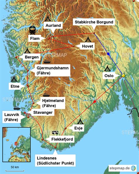 StepMap Norwegen Landkarte für Deutschland