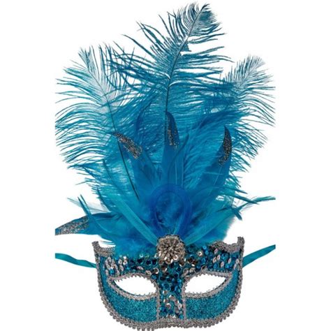 Masque Loup V Nitien Plumes Bleu Pour Femme