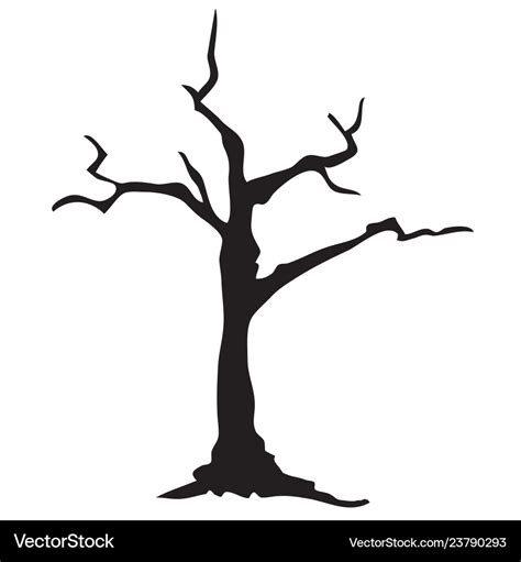 Silhouette dead tree without leaves on white Vector Image