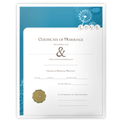 Modern Marriage Certificate | American Marriage Ministries - American ...