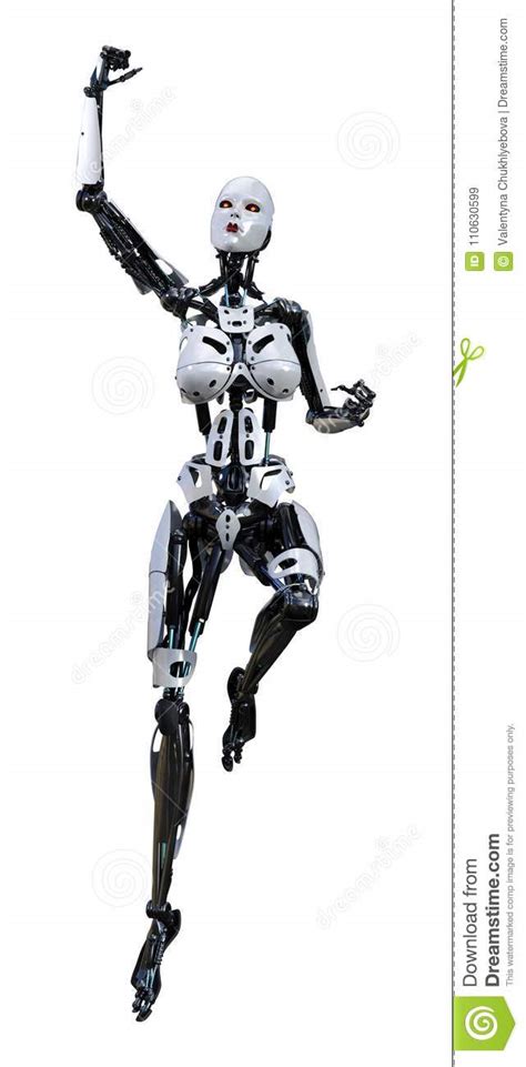 3d Rendering Female Robot On White Stock Illustration Illustration Of