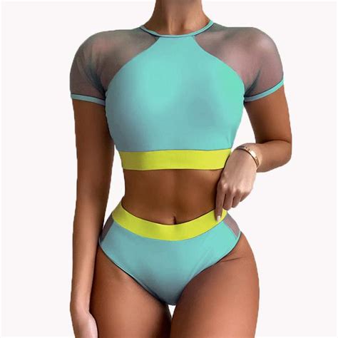 Highwaist Bathing Suits Mesh Bikini Swimwear By Mint Factory Pietra