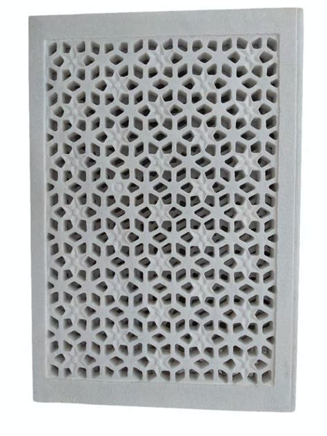 Outdoor Carved Feet Rectangular White Marble Jali For Home Thickness