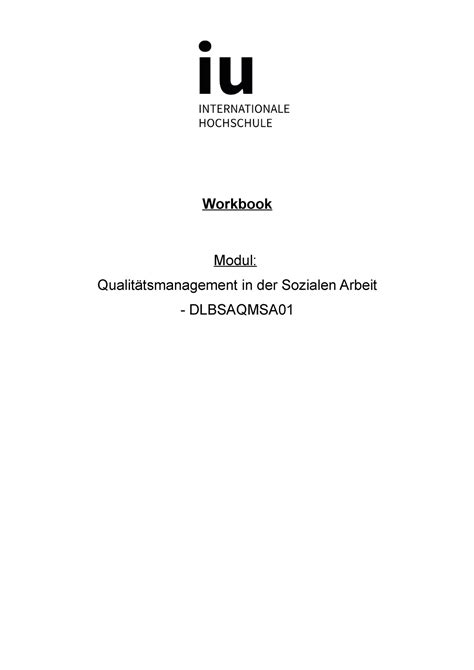 Qualitätsmanagement workbook Workbook Modul Qualitätsmanagement in