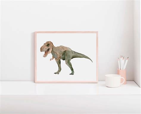 T Rex Painting Dinosaur Print Dinosaur Watercolor Painting Etsy