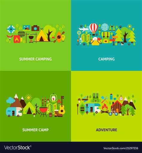 Summer Camping Concepts Set Royalty Free Vector Image