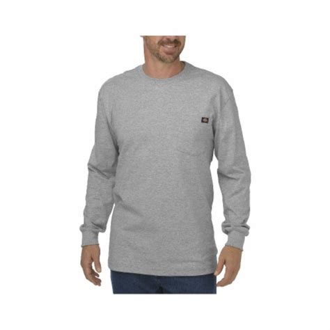 Dickies Mens Heavyweight Long Sleeve Crew Neck T Shirt Heather Gray