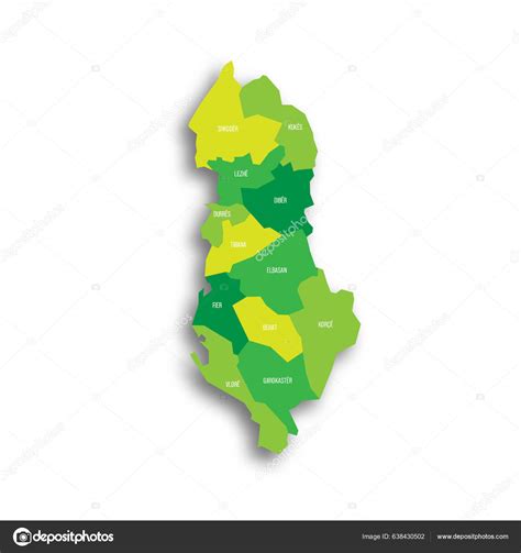 Albanie Carte Politique Des Divisions Administratives Comtés Carte