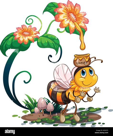 Ilustración de una abeja en una flor Imagen Vector de stock Alamy