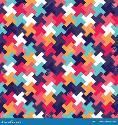 Vector Modern Seamless Colorful Geometry Puzzle Pattern Color Abstract