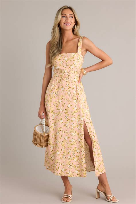 Orange Peach Floral Linen Blend Maxi Dress All Dresses Red Dress