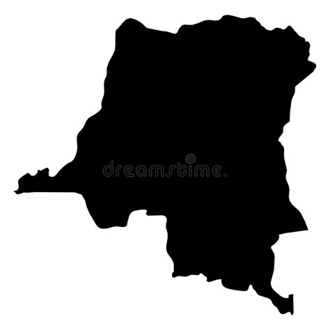 Map Of Democratic Republic Of The Congo Black Thick Outline Highlighted