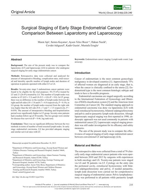 Pdf Surgical Staging Of Early Stage Endometrial Cancer Comparison