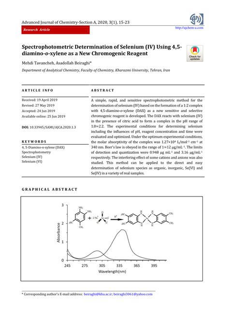 Pdf Spectrophotometric Determination Of Selenium Iv Using 4 5