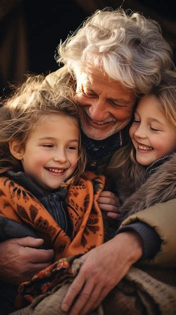 Premium Photo | Grandparents hugging their grandchildren tightly