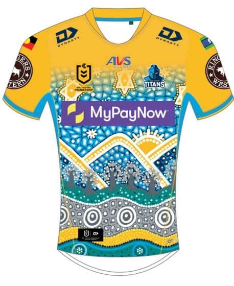 Gold Coast Titans 2023 NRL Kids Indigenous Jersey | GTJRJ23503 | SavvySupporter