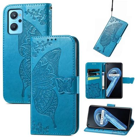 Étui Realme 9i Grand motif papillon PU Cuir Portefeuille Étui à rabat