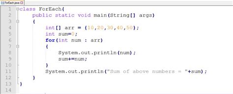 The For Each Loop Example