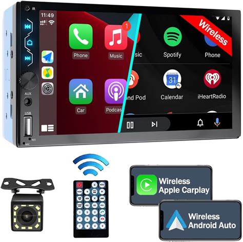 Estéreo de coche doble DIN con carplay inalámbrico Android automático