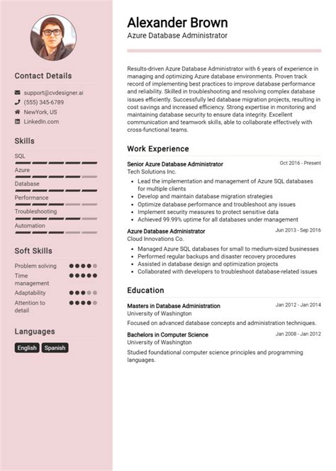 Azure Database Administrator Resume Example For Best Writing Tips