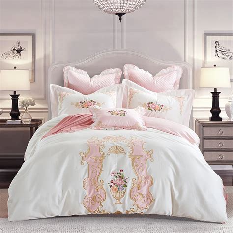 4Pcs Egypt Cotton Satin Elegance Palace Luxury Bedding Set Embroidery