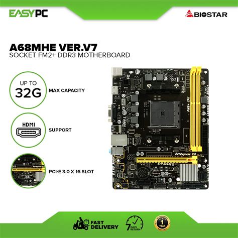 Biostar A68MHE Ver V7 Socket Fm2 Ddr3 Motherboard AMD A68H Chipset