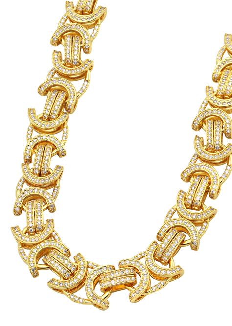 14K Gold Diamond Mens Byzantine Chain In 2020 Gold 14k Gold Gold