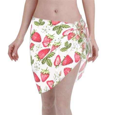 Adobk Strawberry Swimsuit Coverups For Women Beach Bikini Short Skirt