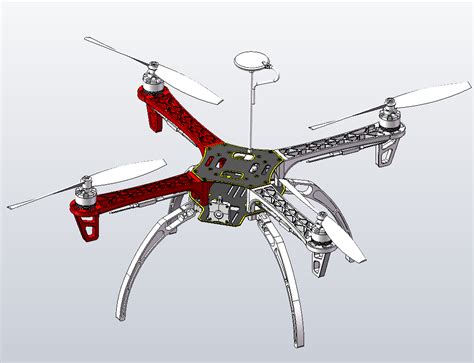 Dji F450机架无人机航模三维sw2014无参solidworks 2014模型图纸下载 懒石网