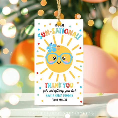 Editable Sunshine Teacher Appreciation You Are Sun Sational Teacher