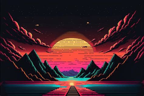 Sunset Pixel Art Landscape Scenery Digital Art 4k Wallpaper 55 Off