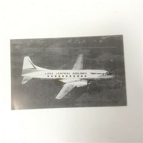 Lake Central Airlines Postcard Dc Convair Un Posted Black White