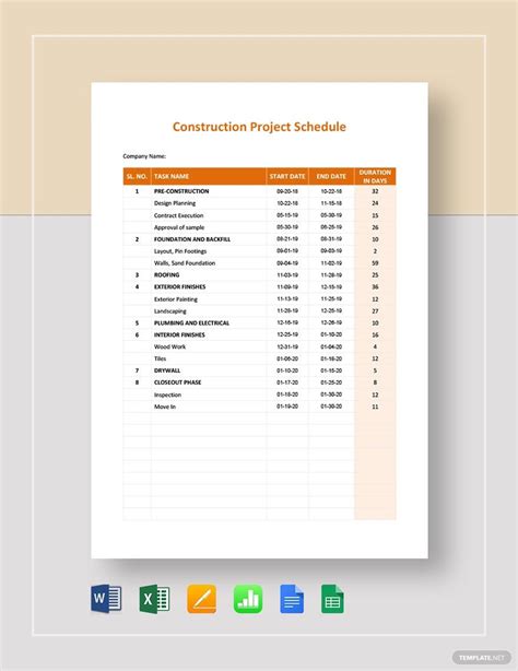 Google Sheets Project Schedule Template Prntbl