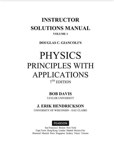 Giancoli’s Physics Principles With Applications 7th Edition Instructor S Solution Manual