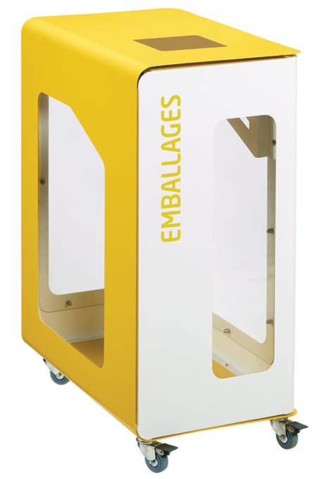 Poubelle de tri sélectif Cube blanc Vigipirate mobile blanc 90L EMBALLAGES