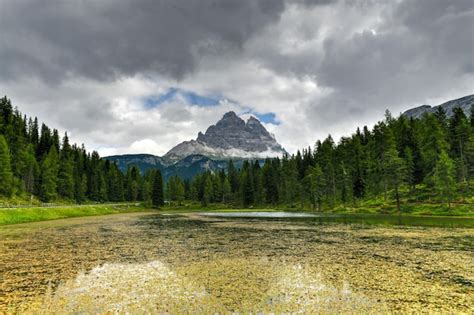 Premium Photo | Summer view of lake antorno lago di antorno located in ...