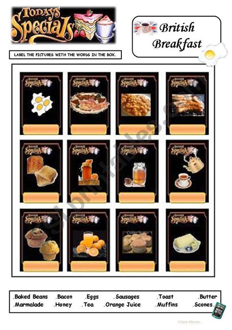 British Breakfast ESL Worksheet By Clarinha