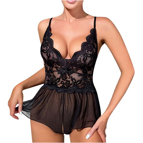 Wreesh Womens Lingerie Lace Bodysuit Teddy Lingerie Crotchless