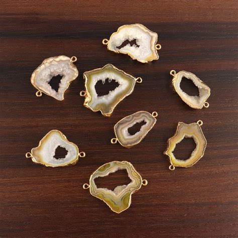 Sale Of Natural Yellow Geode Slices Natural Geode Slice Gold Plated