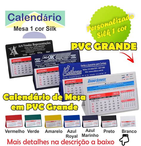 100 Calendário De Mesa Pvc Grande Cartões Brazil SERVIÇOS GRÁFICOS E