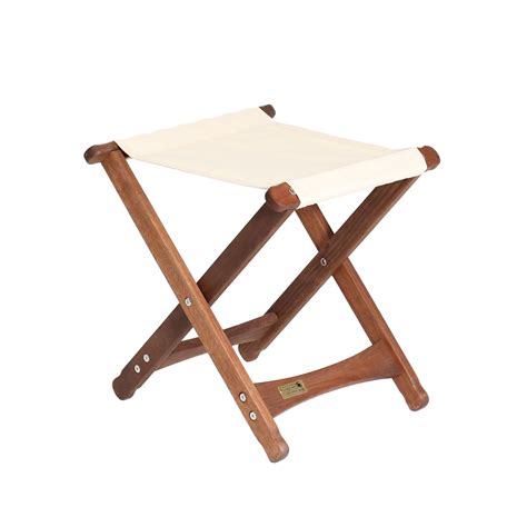 Outdoor Living and Style 18" Folding Wooden Camping Stool with White Fabric Seat - Walmart.com