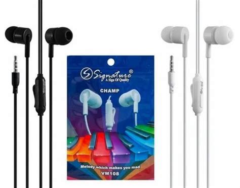 Black Signature Champ VM 108 Handsfree Earphone Mobile At Rs 25 Piece