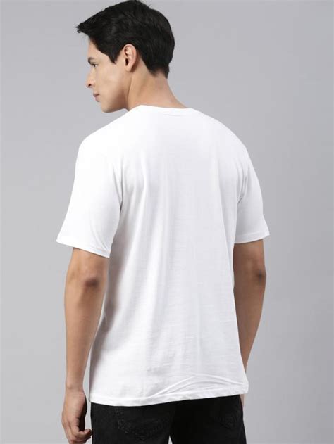 Recast Men White Solid Pure Cotton Round Neck T Shirt S Jiomart