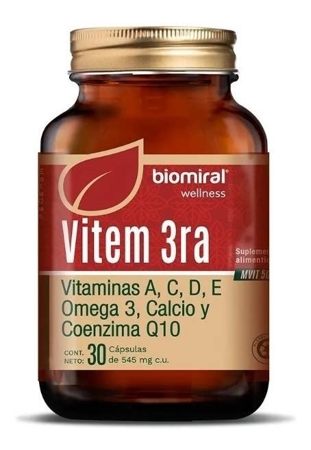 Vitem 3ra Biomiral Vitamina A C D E Calcio Omega 3 Q10 Sabor Sin