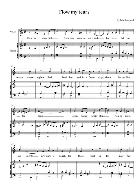 John Dowland Flow My Tears For Voice Piano Original In A Minor Arr Poon Sheet Music