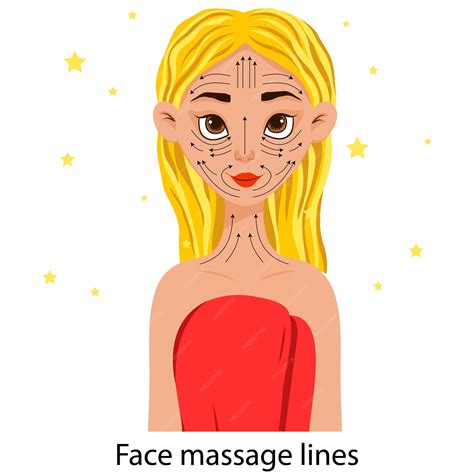 Fille Avec Un Schéma De Lignes De Massage Du Visage Vecteur Premium