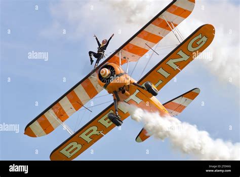 Breitling Wingwalkers Boeing Stearman Biplane Stock Photo Alamy