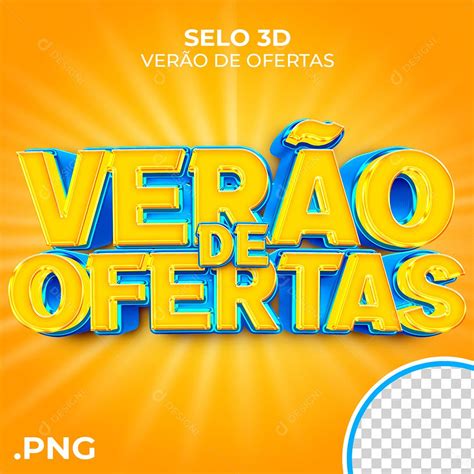 Verão de Ofertas Selo 3D Amarelo e Azul para Composição PSD download